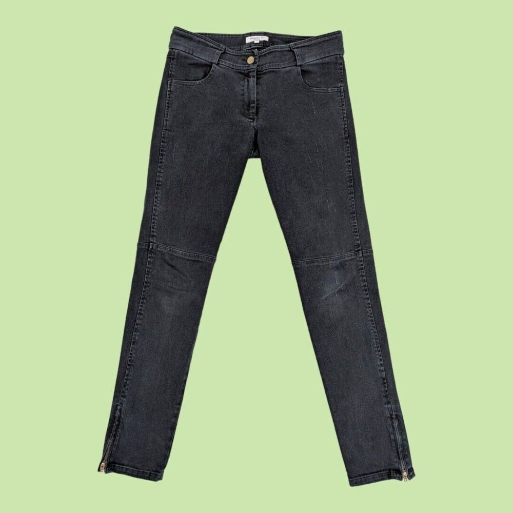 Emerson Fry Black Mick Distressed Moto Zipper Women Jeans Size 4
